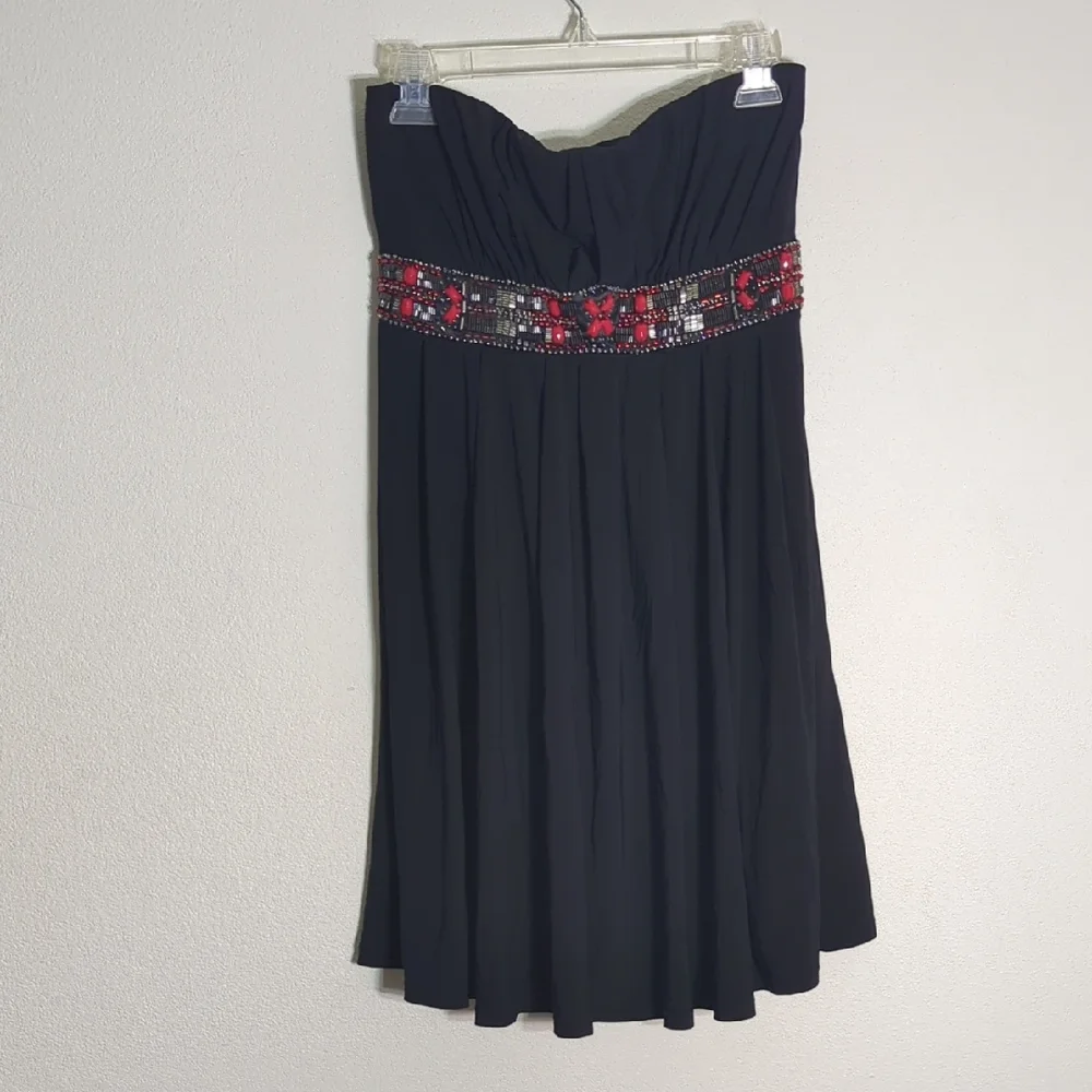 White House Black Market Womens Dress Strapless Jersey Beads Christmas Holiday 6